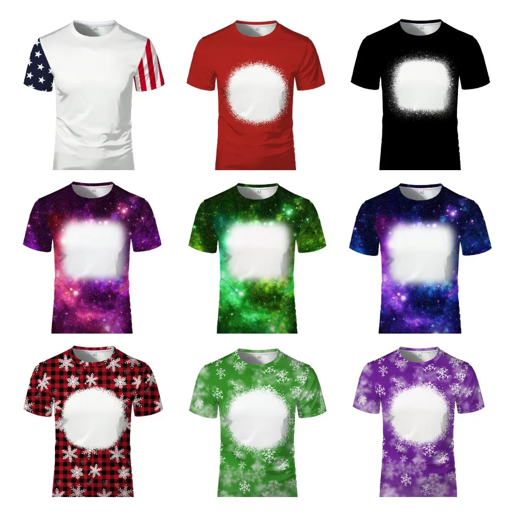 Casual Tshirt Home Tee Shirt Tie Die Starry Sky&Slowflake Print Sublimation Blanks T-shirts 100% Polyester Female Tee T-Shirt