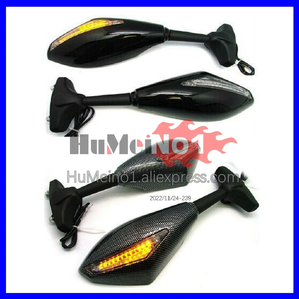 2X Turn Lights Side Mirrors For YAMAHA FJR 1300 FJR1300 FJR-1300 13 14 15 16 2013 2014 2015 2016 Turn Signal Rearview Mirrors