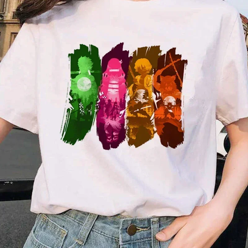 Anime Demon Slayer Pattern Japanese Women T-shirt Cartoon Short Sleeve Clothes Harajuku Oversized Tshirts Tops Female Tee