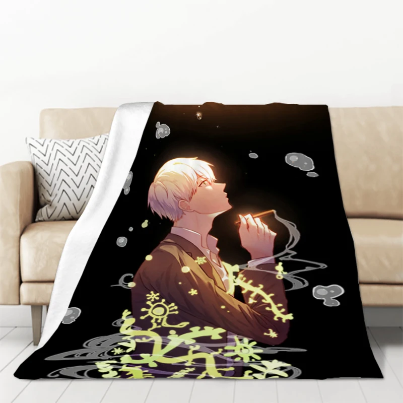 

Mushishi Cute Blanket Fluffy Soft Blankets Microfiber Bedding Knee Sofa Fleece Decorative Thick Custom Warm Children's Child