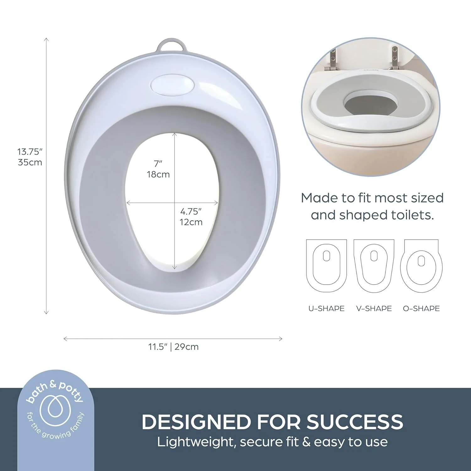 Potty Training Toilet Seat for Boys and Girls - Easy Fit, Anti-Slip, Lightweight & Portable