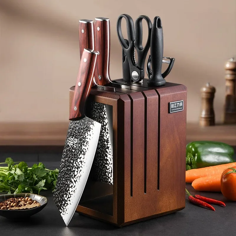 High-end precision forging ancient sandalwood  kitchen knife set,professional chef knife  Bone cutting knife kitchen accessories