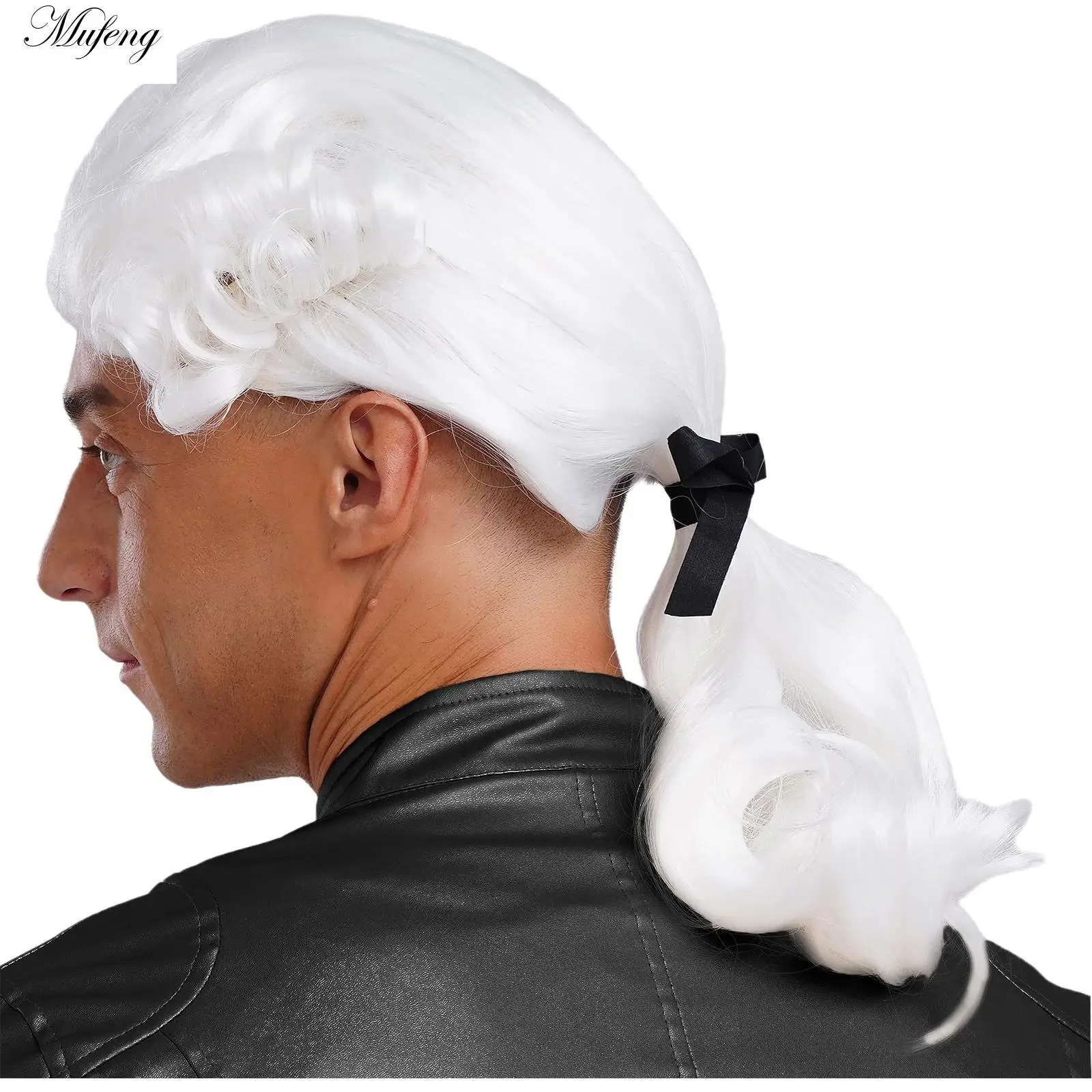 Colonial Wig Man Costume Long Wave Washington Lawyer Judge Wig Adult Retro Wig for Halloween Cosplay Party Fancy Dressup Costume