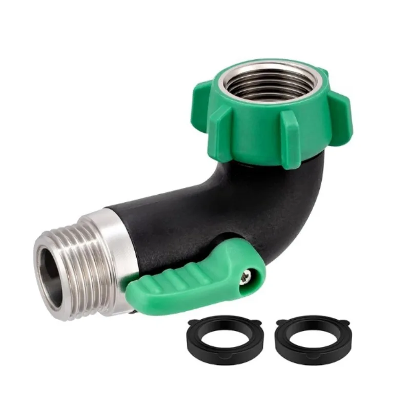 2 PCS US 3/4 with valve direct connector,flexible joint,6-point thread,90 degree water valve with switch,external thread docking