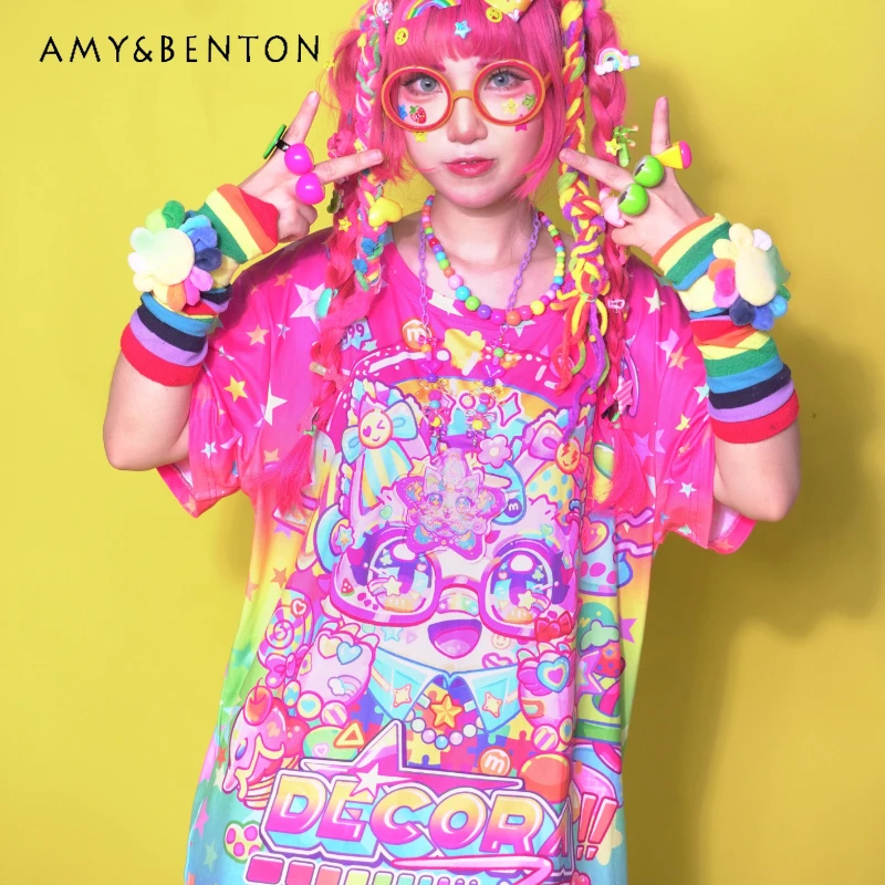 

New Rainbow Animal Print Women's T-Shirt Original Design Subculture Sweet Cool Versatile Youthful Short Sleeve T-Shirts Ladies