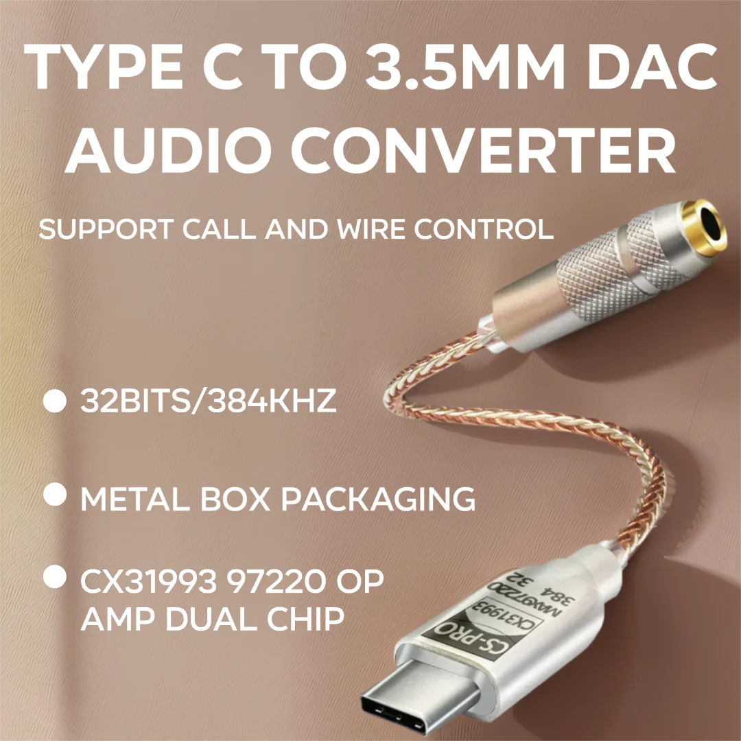 

CX31993 97220 HiFi USB DAC Type C to 3.5mm Earphone Amplifier CX31993 OP Audio Decoder AMP Phone Adapter Digital DAC For Android