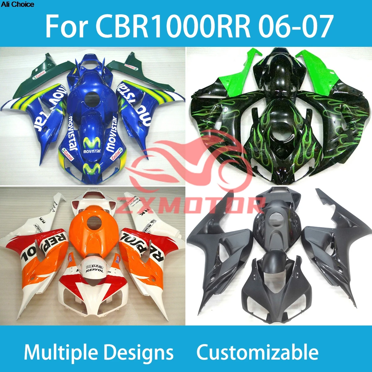 

Подходит для CBR 1000RR 2006 2007, черные обтекатели для Honda CBR1000RR 06 07, комплект обтекателей для мотоцикла, комплект панели кузова, подходит