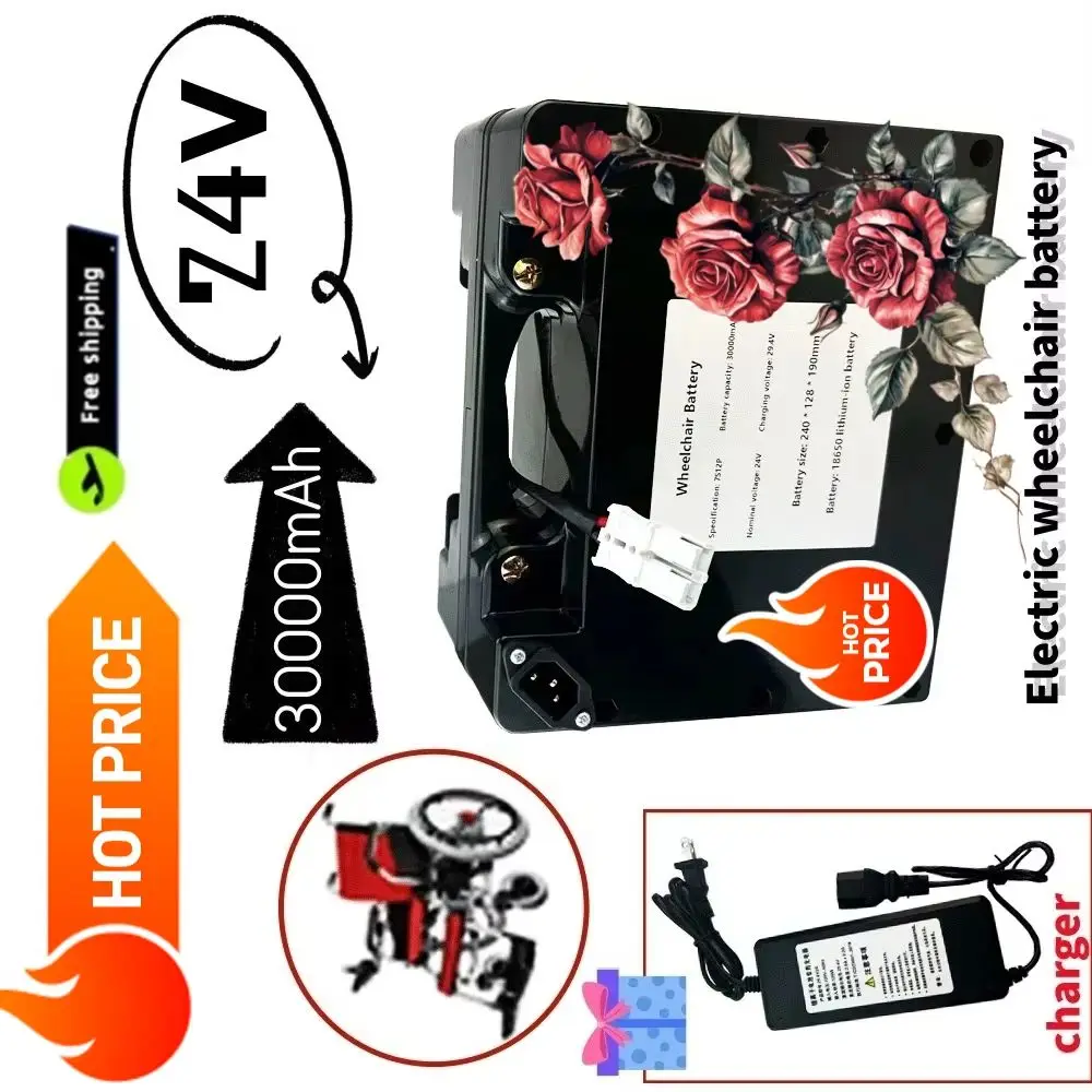 

large capacity 7S12P 24V 30000mAh 18650 Lithium Li-ion Battery Pack 29.4V 30Ah For Electric Wheelchair