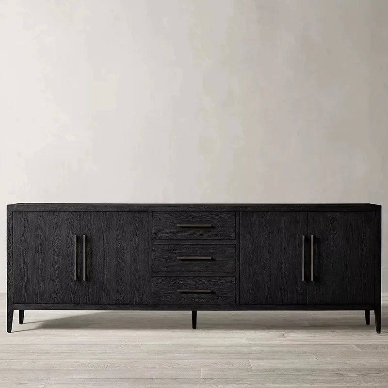 American rural retro dining side cabinet entry, entrance cabinet, solid wood side cabinet, all solid wood decorative cabinet