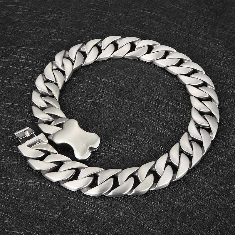 Stainless Steel 20mm 24mm 31mm Super Thick Bone Clasp Jewelry Men Flat Curb Cuban Chain Necklaces Hip hop Exaggerated Boy Collar