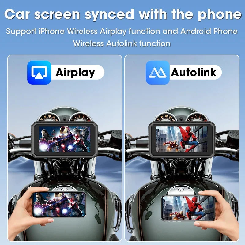 Jansite 6.25 "شاشة Carplay للدراجات النارية أندرويد السيارات نظام تحديد المواقع والملاحة Motorrad خوذة بلوتوث إضافة جبل مغناطيسي مستشعر TPMS