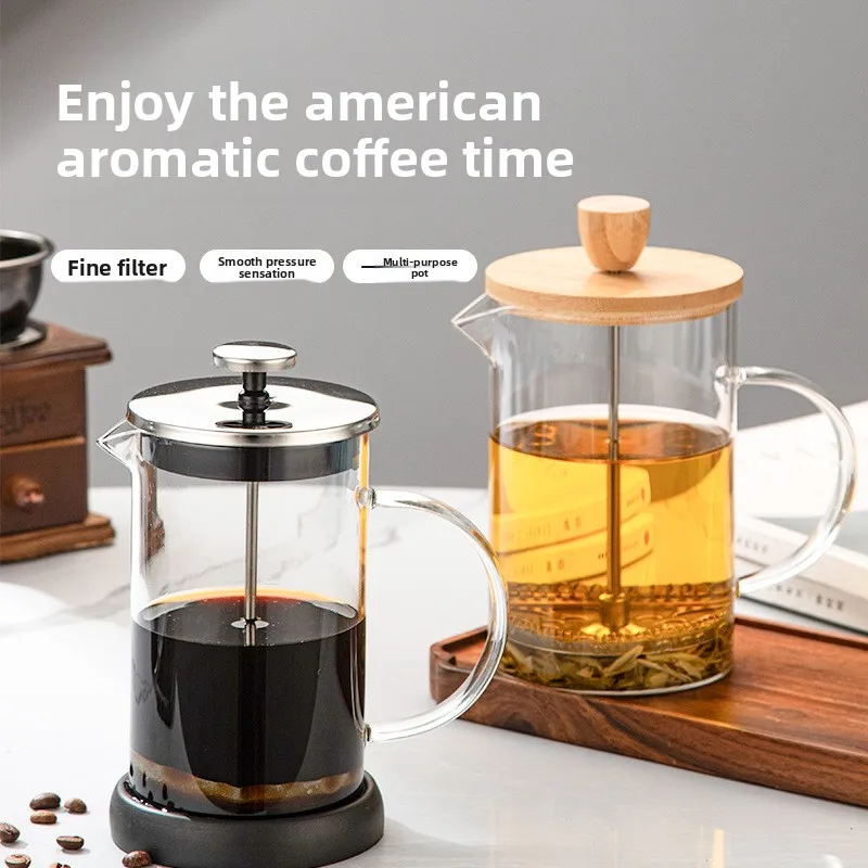 

High Borosilicate Glass Manual Press Pot for Brewing Coffee Filter Press Pot Set Household Brewing Tea Making Press Filter Cups