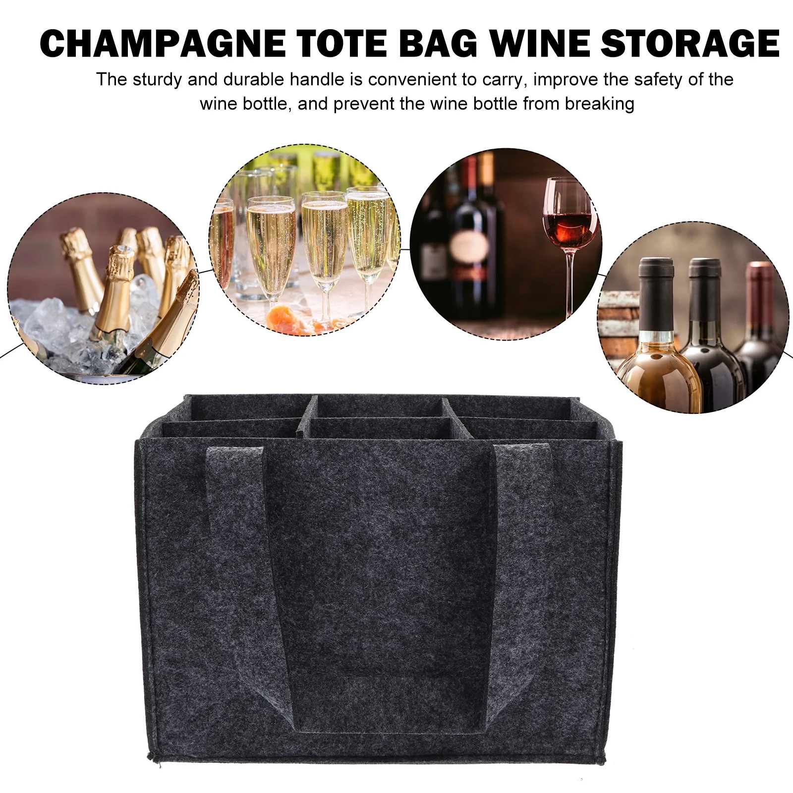 

1pc Red Wine Gift Bag Felt Wine Bottle Holder For 6 Bottles Multi-Cell Storage Pouch Portable Tote Carrier Kitchen Bar Tools