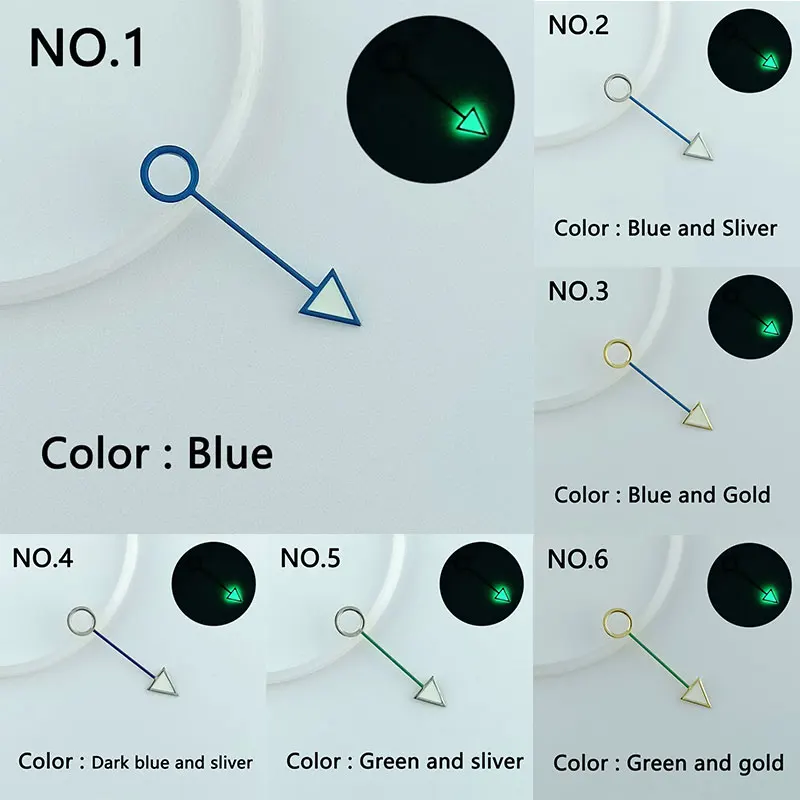 Стрелки часов NH34, зеленые, суперсветящиеся, подходят для механизма NH34, аксессуары для часов, детали