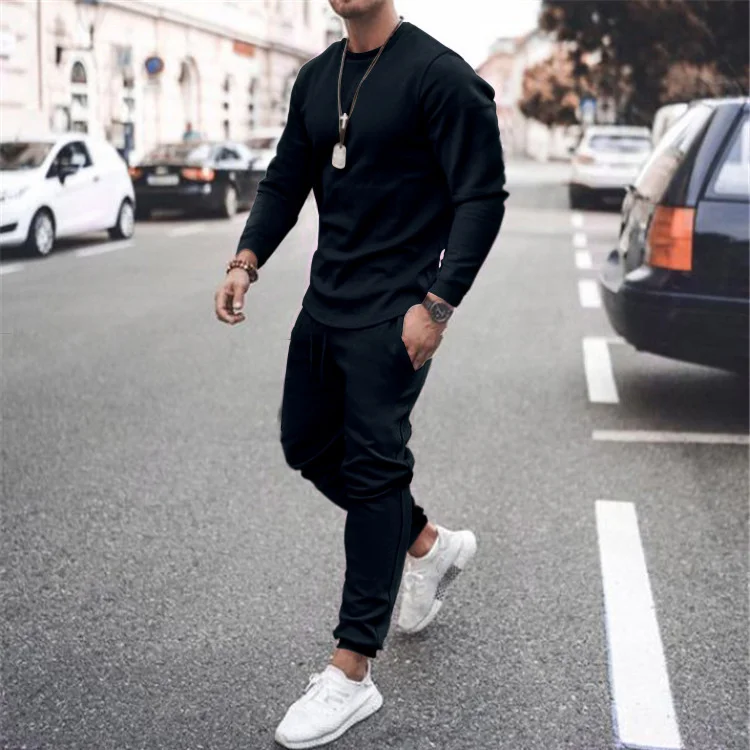 Men Sports Suits New Ins Fashion Brand Trendy Multi Colored Long Sleeved Casual Sports Men\'s Suit From Europe And America