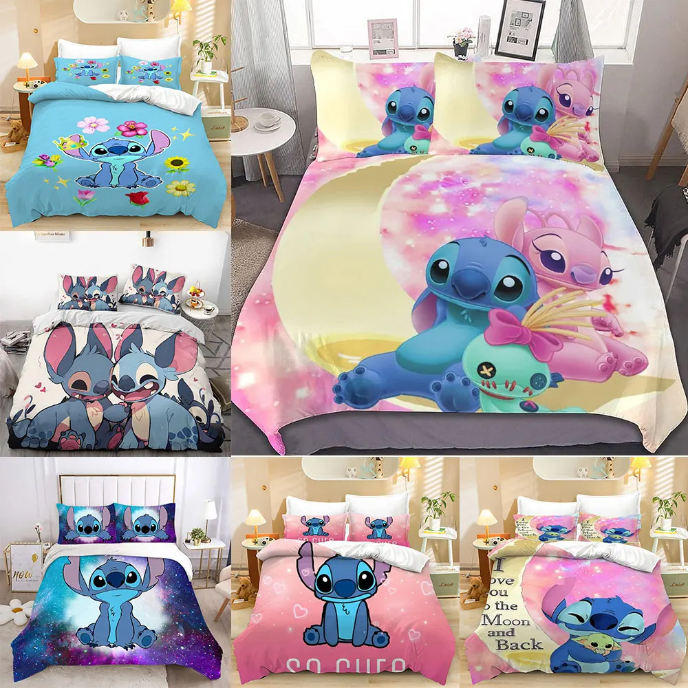 

Stitch Bedding Sets Comforter Quilt Bed Cover Duvet Cover Pillow Case 2-3 Pieces Sets Kids Adult Size Home Decor