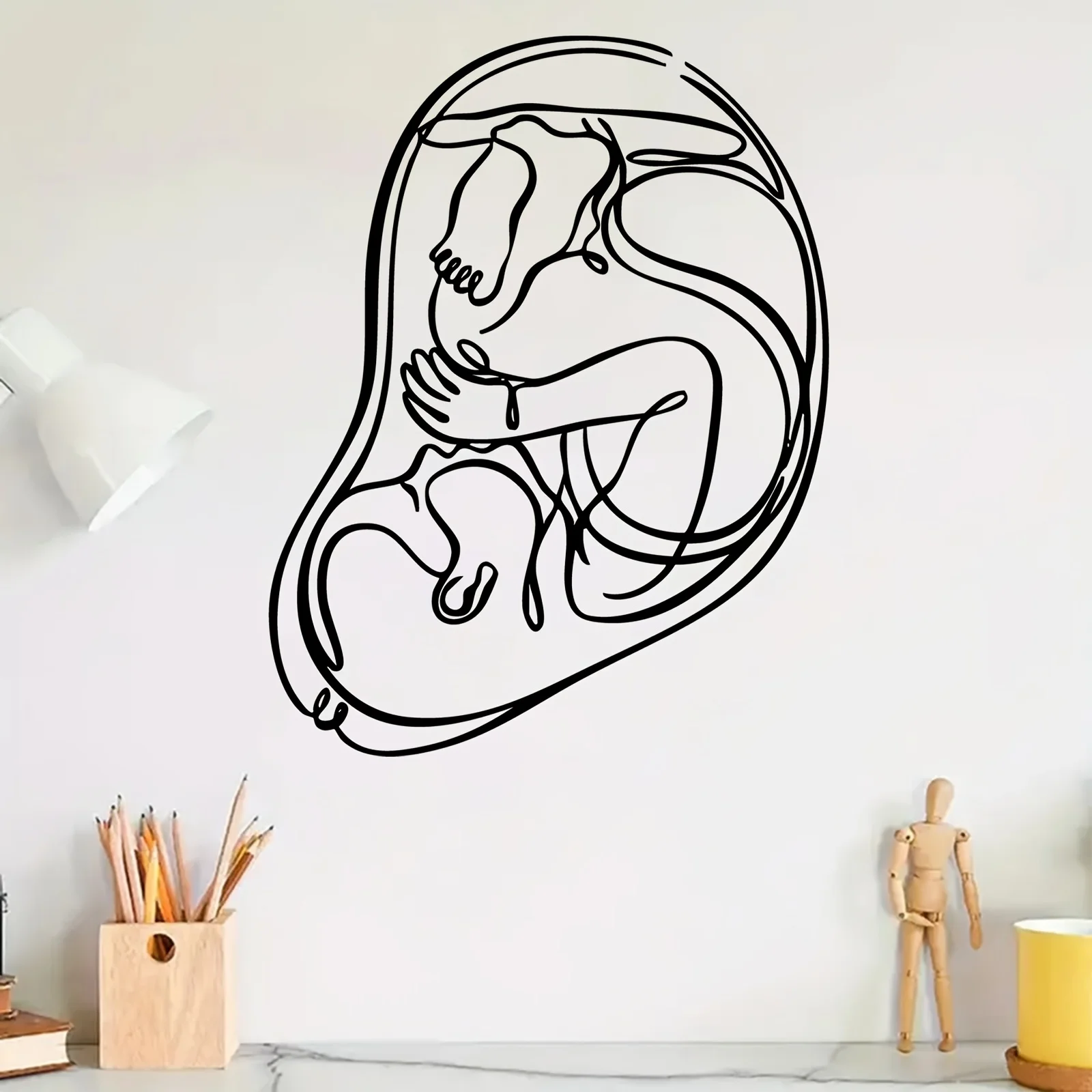 1pc Embryo Metal Wall Art,Delicate Embryo Silhouette Metal Mural, Ideal Gift for Baby Shower New Year & Life Science Enthusiasts