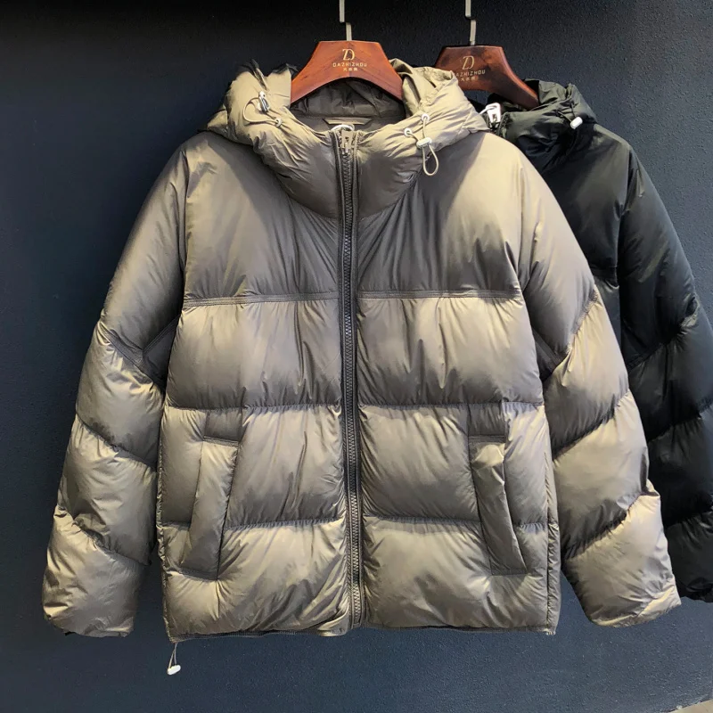 

New winter high-end men's down jacket with hood, versatile, warm, thick pocket, fashionable and casual jacket