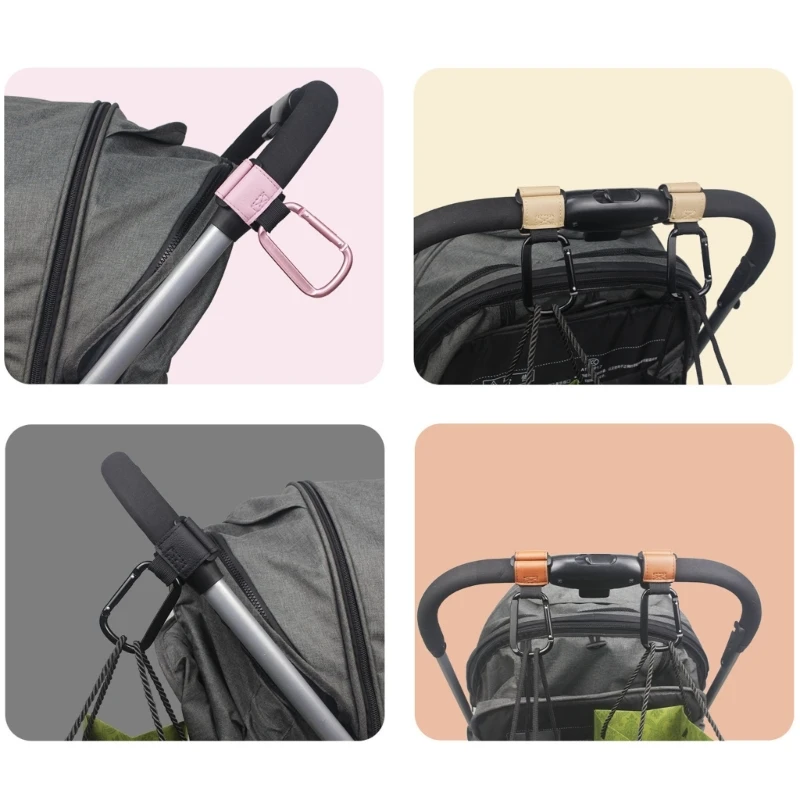 1/2pcs PU Leather Baby Bag Stroller Hook Pram Cart Organizer 360 Degree Rotatable Hook High-quality Crochet Stroller Accessories