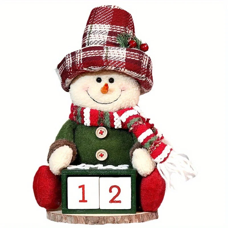 Christmas Advent Calendar Santa Claus Wooden Christmas Ornament Snowman Non Woven Fabric Countdown Calendar Desktop Decoration