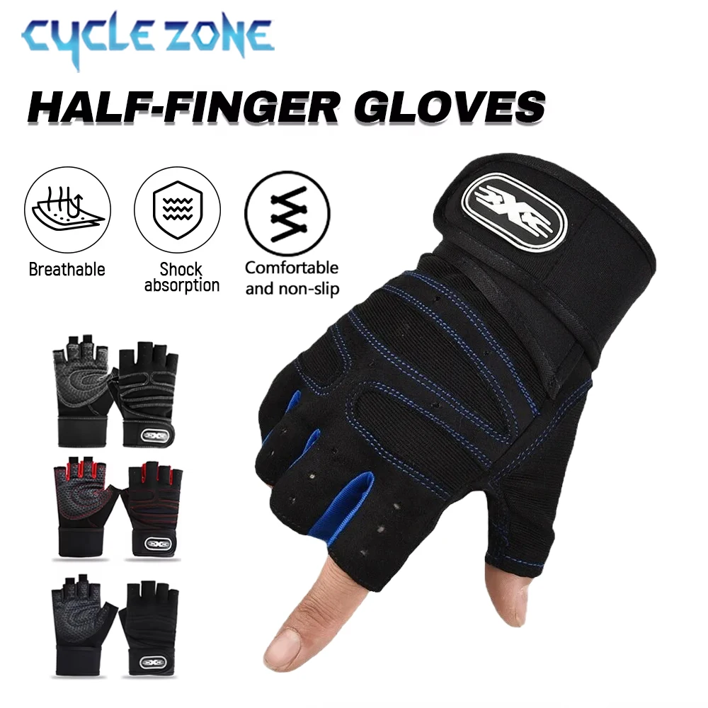 1 Pair Cycling Gloves Unisex Fitness Weightlifting Training Glove Anti-Slip Shock-Absorbing Breathable Mittens Bicycle Equipment