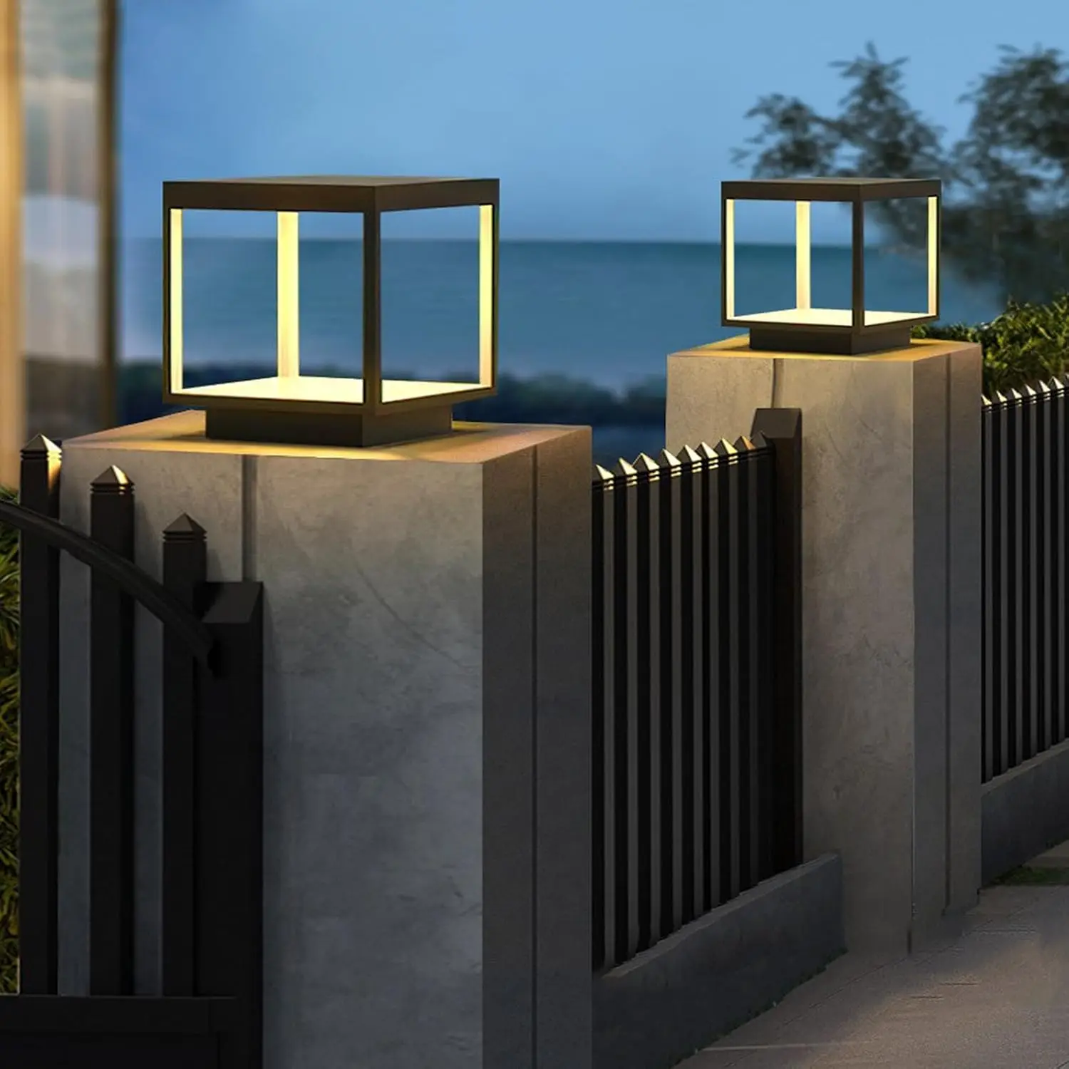 Outdoor, Modern Post Lights,LED Fence Deck Cap Lights, Landscape IP54 Waterproof Lantern Column Lamp,Pillars Lights,Lawn lamp 10