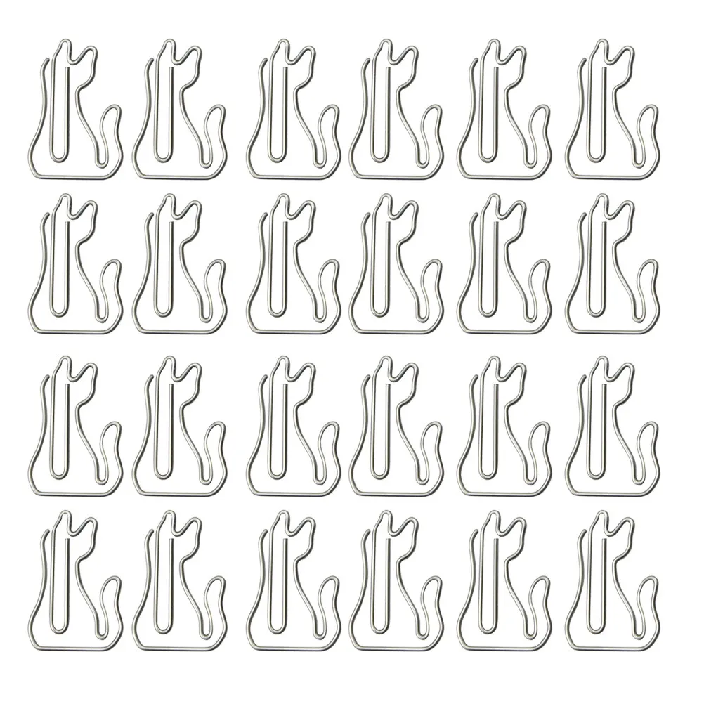 50Pcs Silver Cat Shaped Paper Clips Practical Creative File Clamps Office Clip Supplies Adorable Paper Clips Bookmark Clip