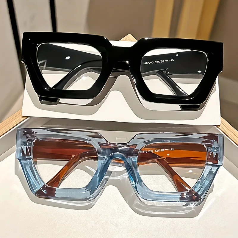 New Fashionable Thick Frame Square Glasses Daily Use Of Computer Protective Glasses Leisure Cat Eye Anti Blue Light Flat Mirror view 6