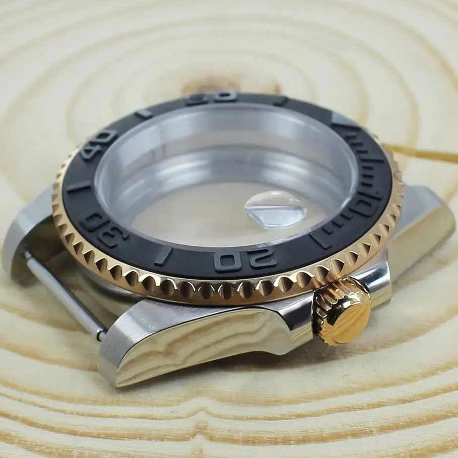 ตัวเรือนนาฬิกาเหล็กดำน้ำสุดหรูขนาด40มม. กระจกแซฟไฟร์กันน้ำสำหรับ Nh35 Nh36 NH34 4R36 8205เงินส่วน Master เรือยอช