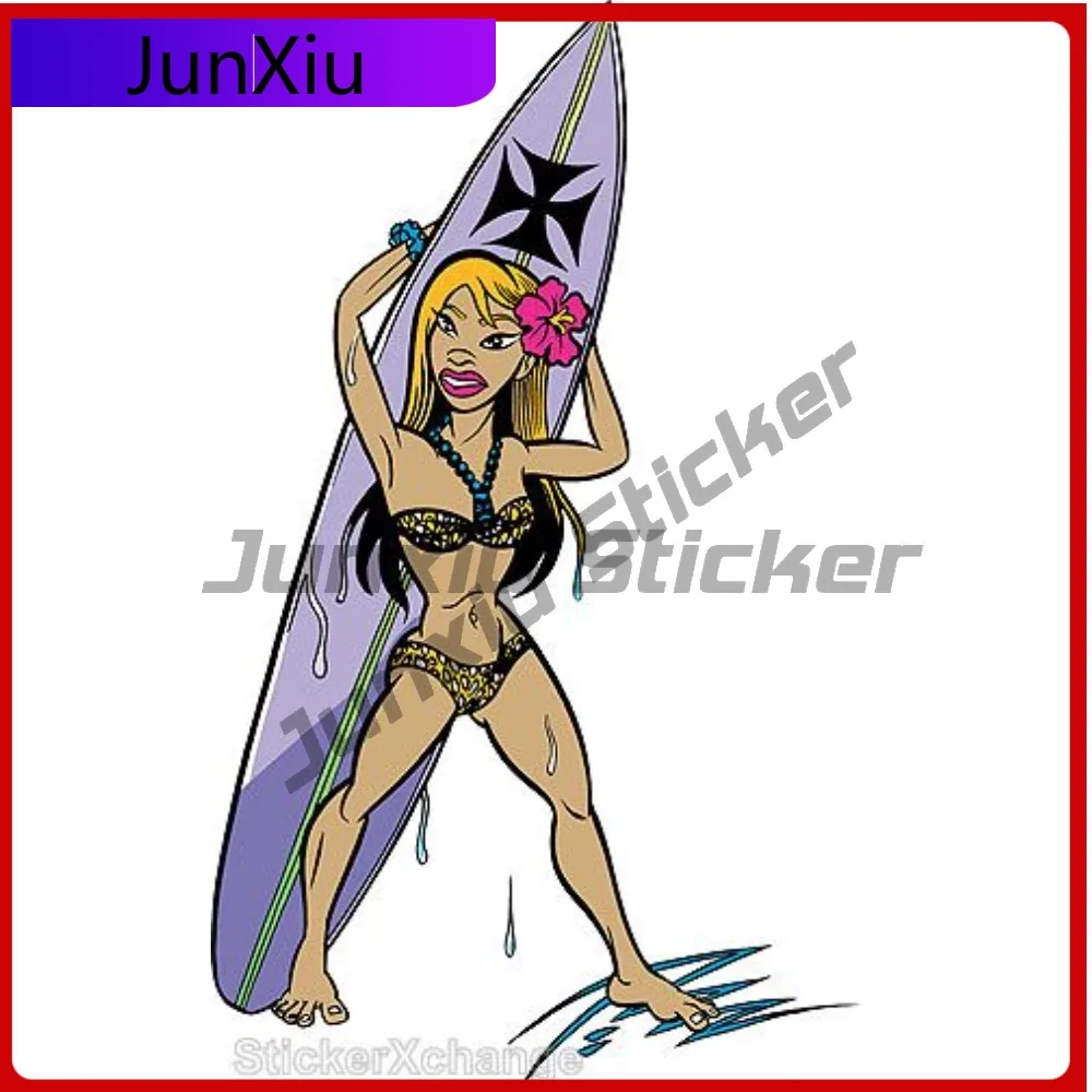 

Surfer Girl Sticker New Best Gift Waterproof Stylish Motorcycle Decal Accessory Vinyl Car Laptop Window Bumper Auto Exterior