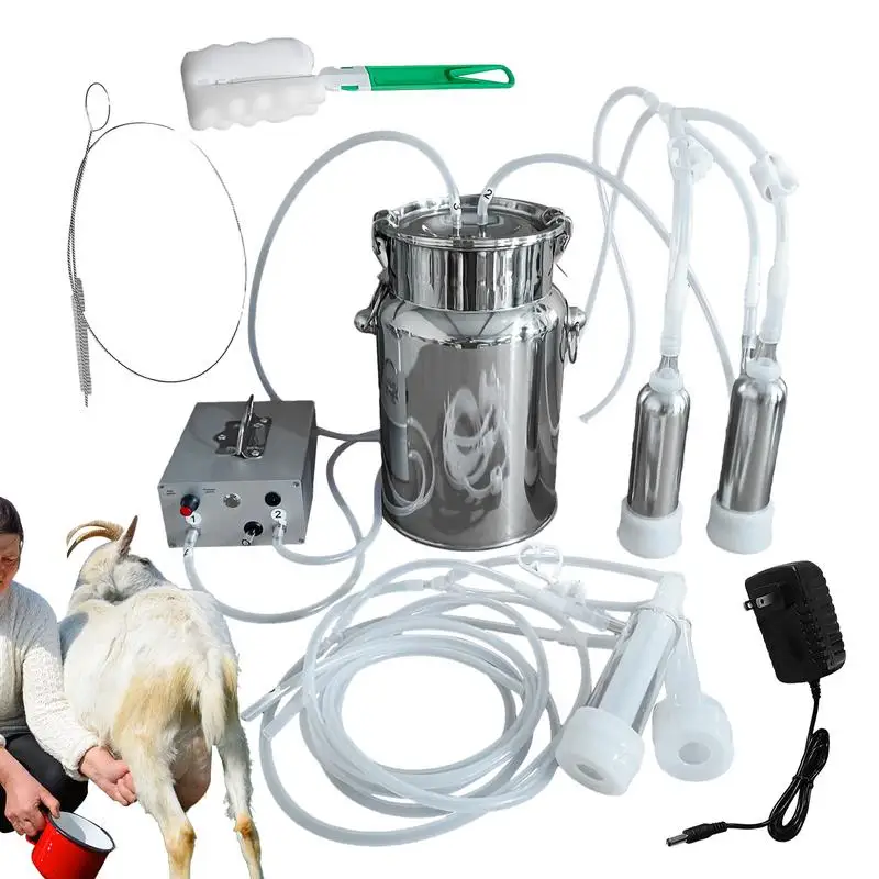 

Cow Milking Machine Portable Electric Milker 7L Milk Bucket Food Grade Speed Adjustable Pulsating Vacuum Pump Cow Milker For