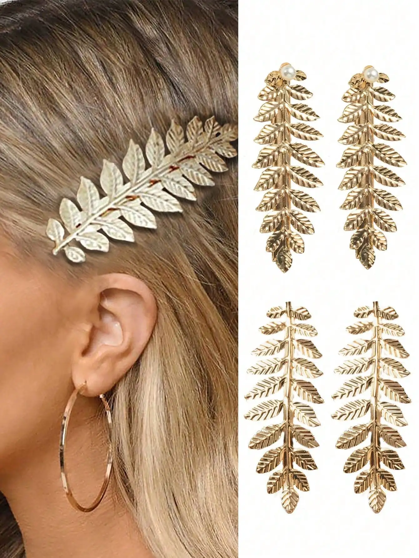 

Metal Leaf Hair Clips, Versatile Leaf-Shaped Bangs Clips, Mori Style Hair Accessories Claw Clips Hair Claws Hair Barrettes