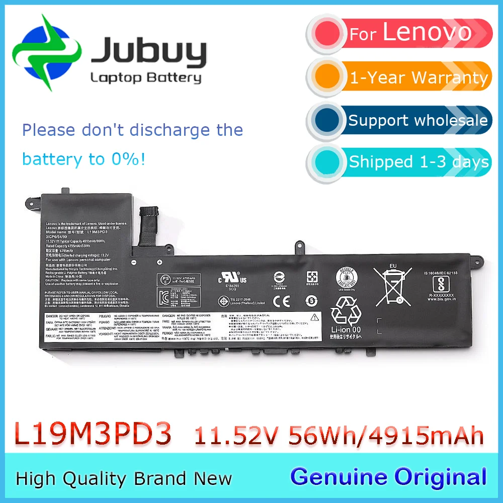 

L19M3PD3 11,52 В 56 Втч оригинальный аккумулятор для ноутбука Lenovo IdeaPad S540-13 S540 SB10W67401 5B10W67393