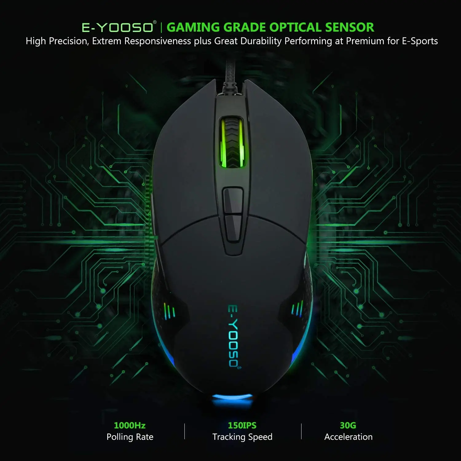 

HUO JI E-Yooso X-6 USB Wired Computer Mouse RGB Backlit 3200DPI Gaming Mouse with Programmable Keys for Desktop Laptop PC Gamer