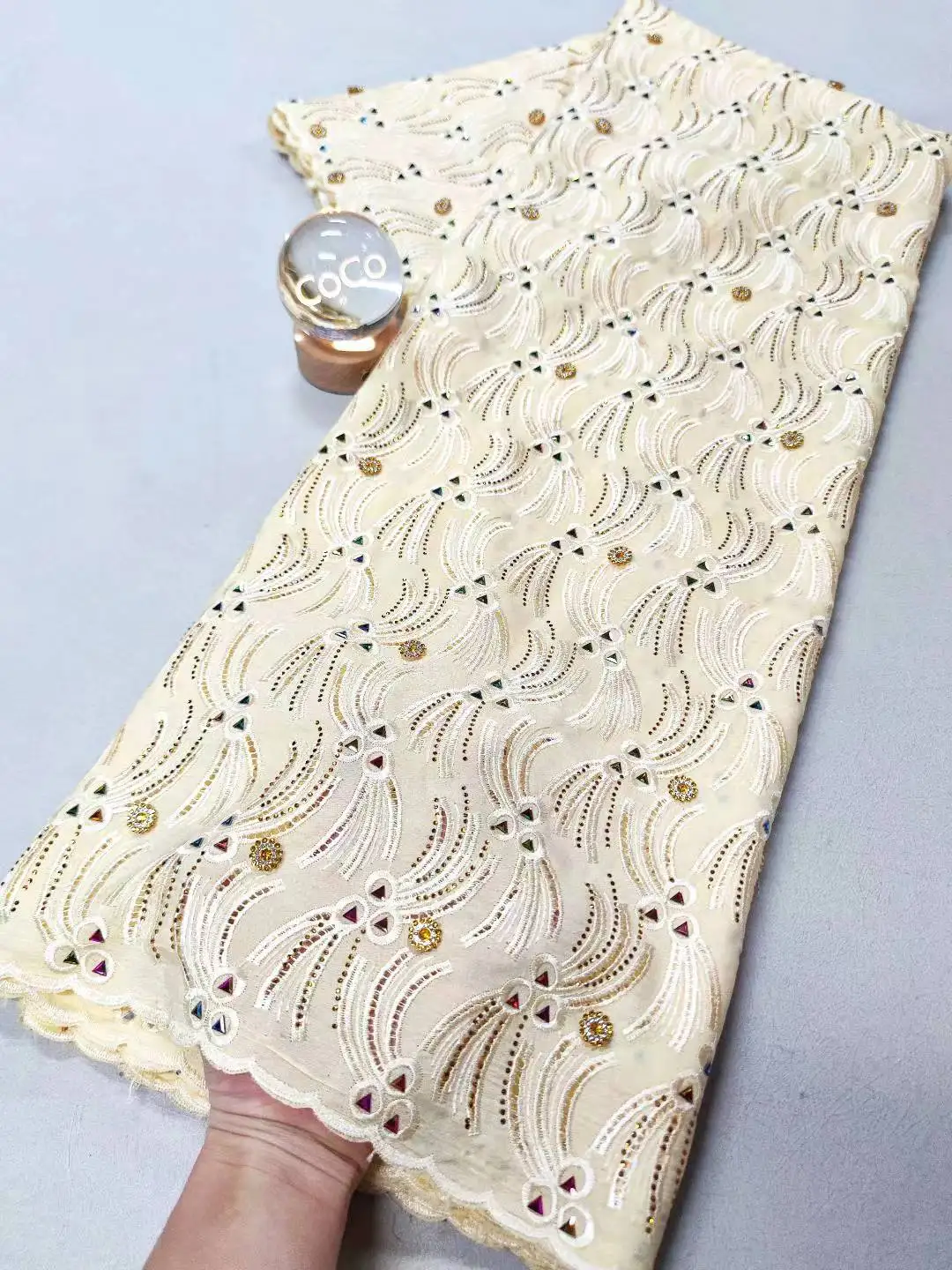 2025 أفريقيا النيجيري جودة عالية الترتر لفستان الزفاف الشيفون تول أقمشة الدانتيل حفلة جبر 5 ياردة الخياطة القطن XL115