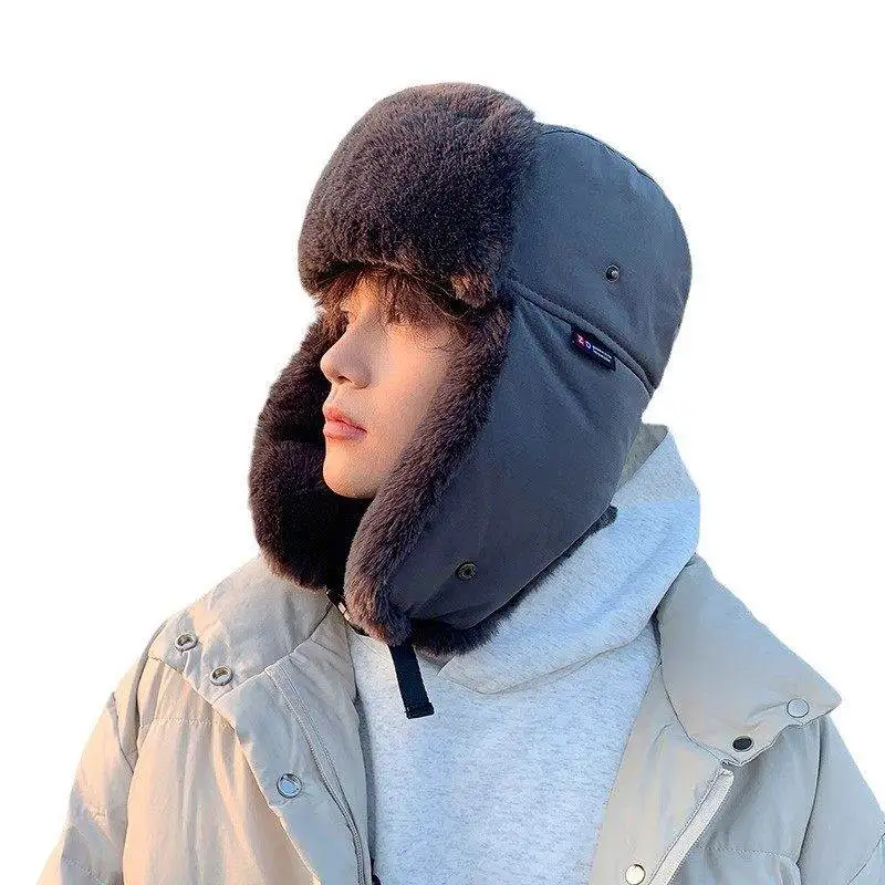 Thiened Fce winterhoed voor heren buiten fietsen Warm winddicht Koudbestendig gehoorbescherming Lei Feng Cap Train Head