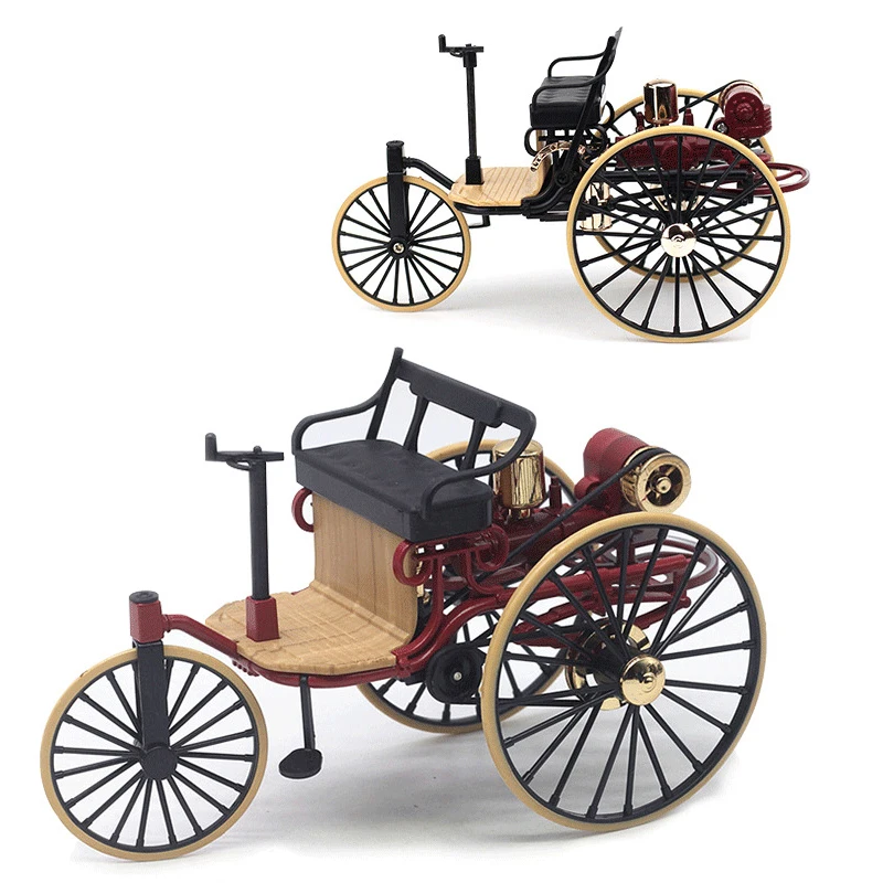 Simulation Dreirad zurückziehen Spielzeug 1:12 1886 Vintage Oldtimer Legierung Automodell für Kinder Geschenks ammlung Erwachsenen Spielzeug Ornament