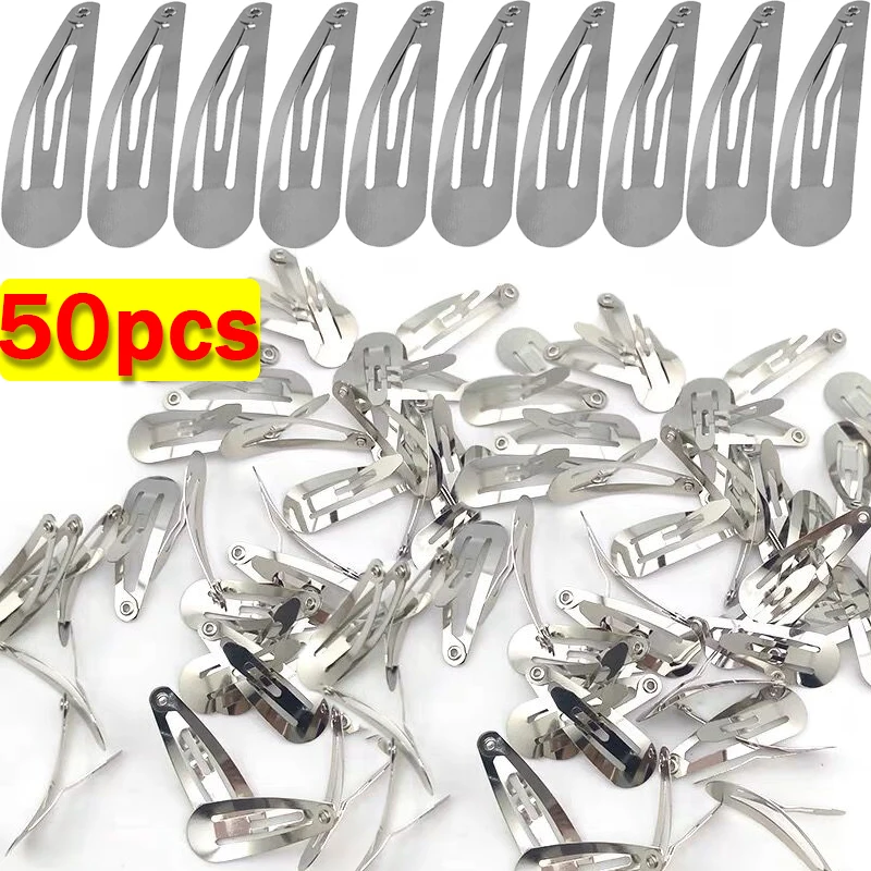 

Silver Metal BB Hair Clips Girls DIY Water Drop Shaped Hairpins Barrettes Basic Headdress Handmade Making Hair Accessories