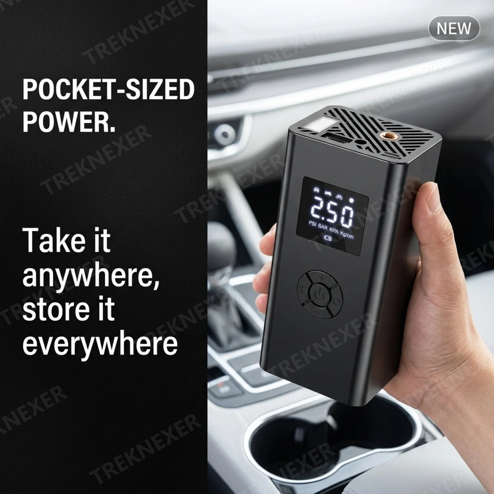 Portable Tire Inflator Air Compressor, Cordless Car Air Pump for Car Tires with Digital Pressure Gauge