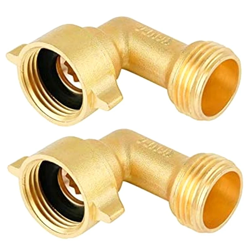 

2Pcs 90 Degree Garden Hose Elbow 3/4 Inch Hose Brass Garden Hose Connector Accessories For RV Water Hookups&Residential Faucets