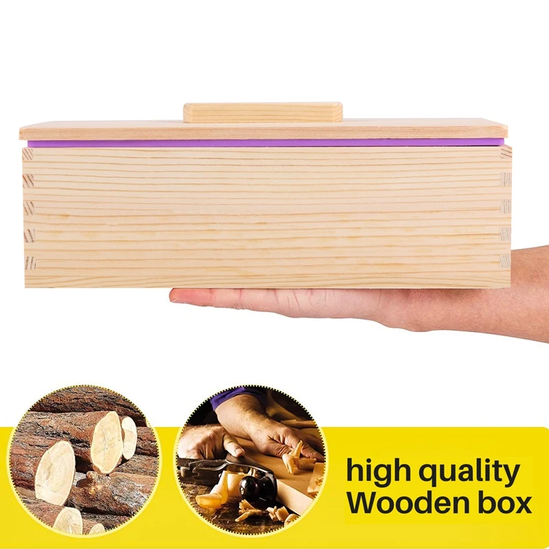 Rectangular Wooden Soap Mold With Silicone Liner Cover Loaf Soap Mold Tool Diy Soap Candle Mold 1200G Mold Making Tool