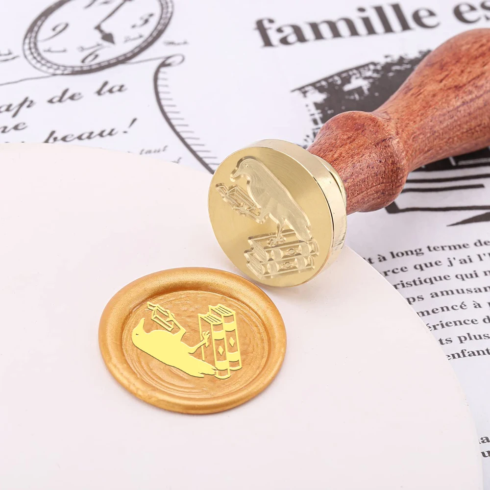 Pentagram Moon Crow Wax Seal Stamp Birds series Pigeon pattern Sealing Wax Stamp 25mm Removable Brass Head for Envelope Card