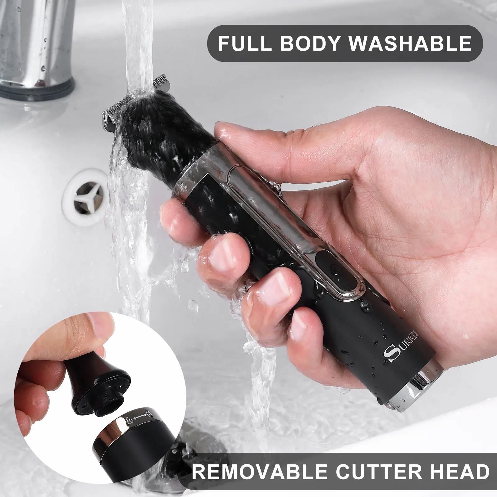 Surker 4-in-1 Shaver for Men Grooming Kit Multi-Function Washable Full Body Nose Wet/Dry Hair Trimmer for Home Use Razor