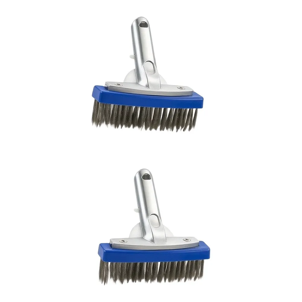 5 inch Stainless Steel Pool Brush for Pool Care Vinyl Fiberglass Concrete Compatible Ergonomic Handle Strong Bristles