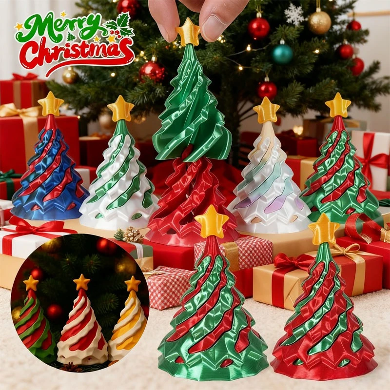 

3D Printed Christmas Tree Toy Spiral Fidget Cone Sensory Stress Relief Toy Educational Puzzle Gift Creative Christmas Decoration