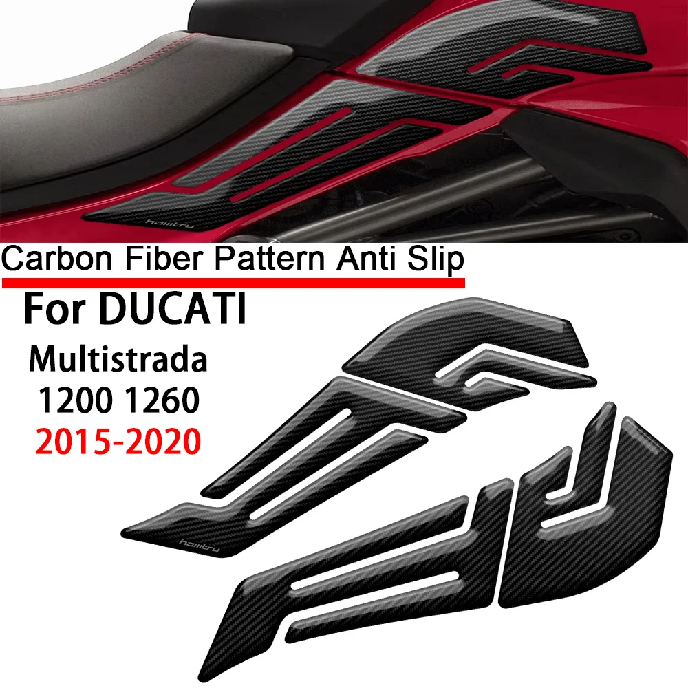 

For Ducati Multistrada 1200 1260 2015-2020 3D Carbon-look Motorcycle Side Fuel Tank Pad Knee Grip Protection Sticker