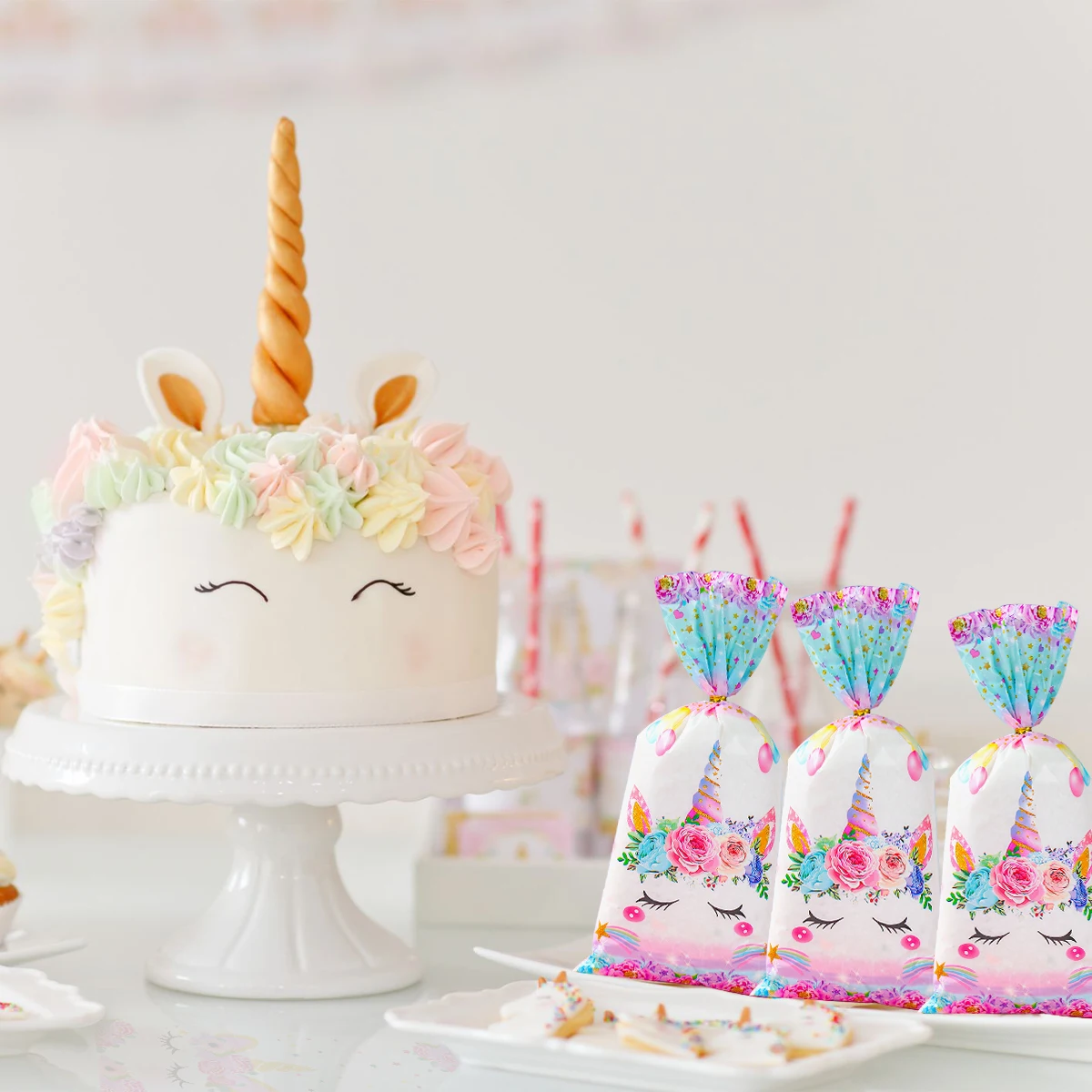 25/50 pz UnicornTheme sacchetto di caramelle sacchetto di imballaggio regalo Unicor festa di compleanno Decor matrimonio Baby Shower forniture per