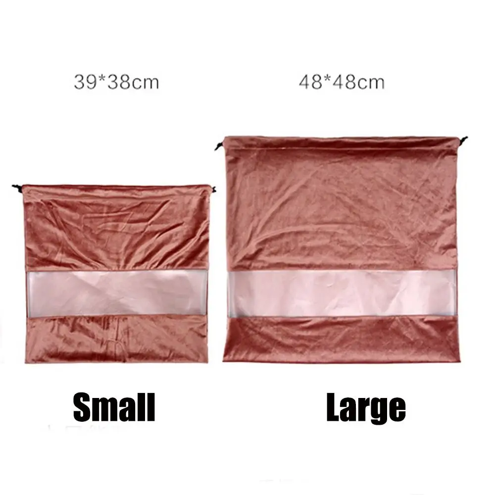 Baru dengan Kantong Debu Beludru Jendela Bening Tas Serbaguna Lembut Penutup Debu Tas Serut Tahan Debu untuk Sepatu dan Sepatu Bot