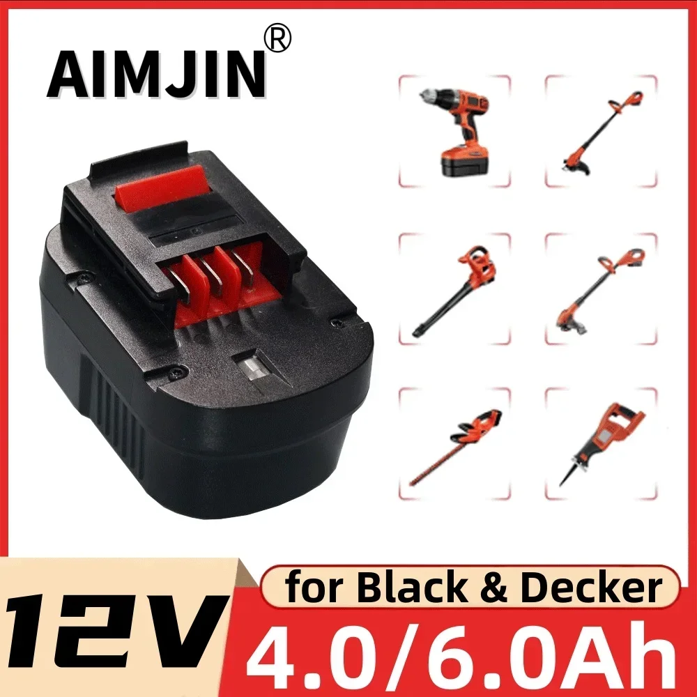 Ni-MH 12V 4000/6000mah Rechargeable Tool Battery forBlack&Decker A12 A12EX Replacement Drill Battery