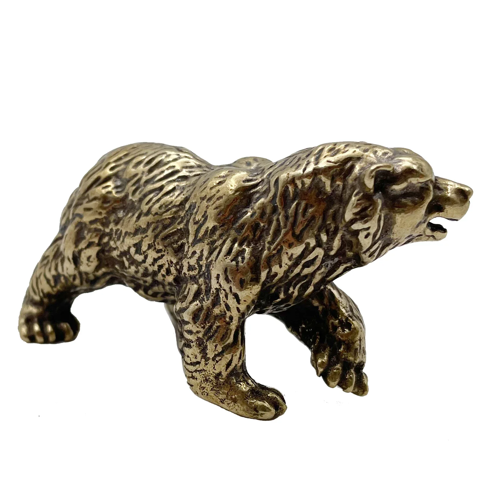 

Pure Copper Brown Bear Statue Ornament Solid Brass Polar Bear Figuriens Miniatures Tea Table Pet Desk Decors Accessories Crafts